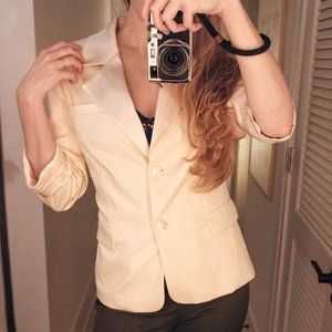 Alice & Olivia Cream Silk Blazer